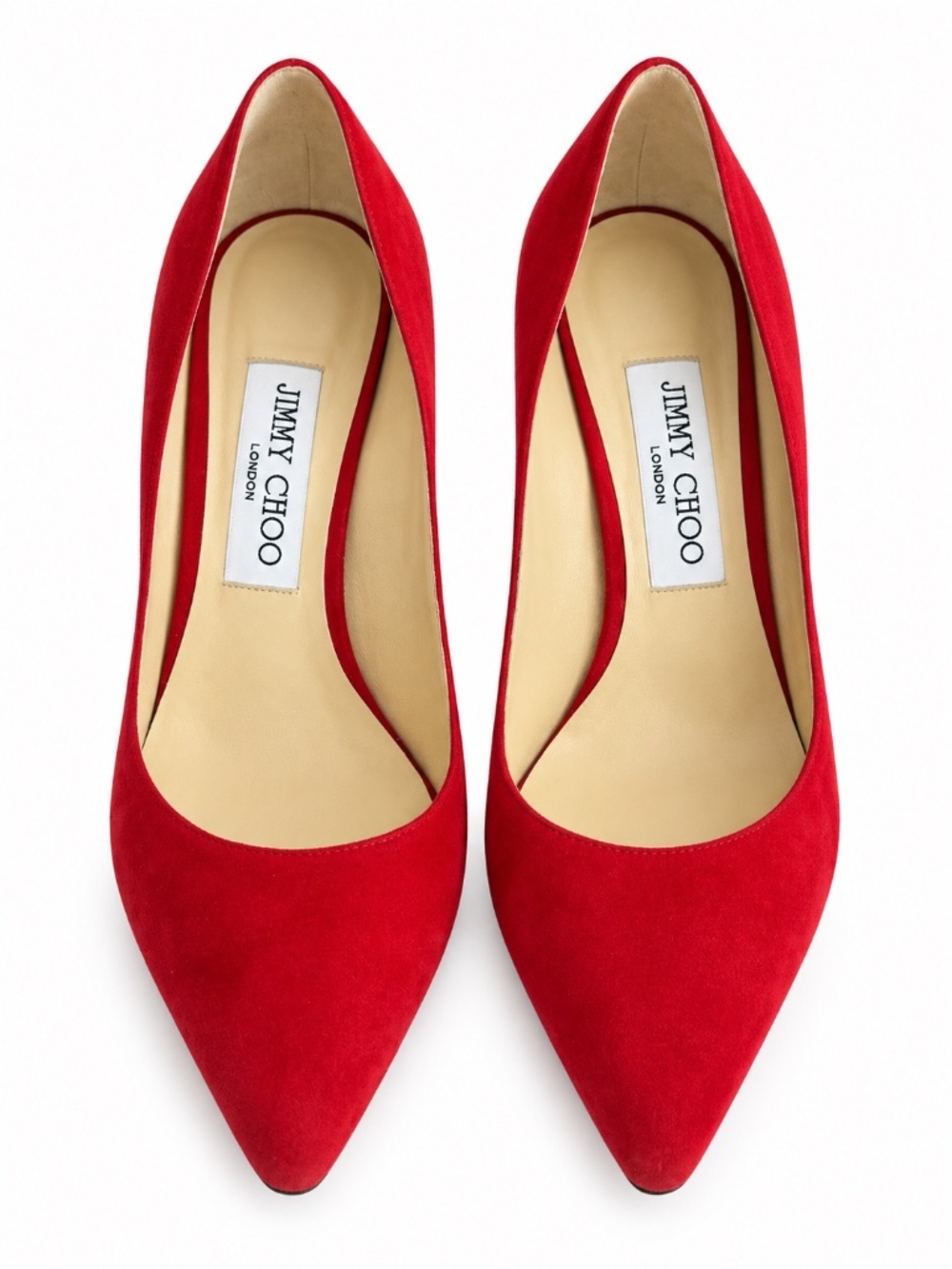 Jimmy Choo Red Suede Pointed Toe Pumps Heels Size 37 + Dust bag - Picture 2 of 7